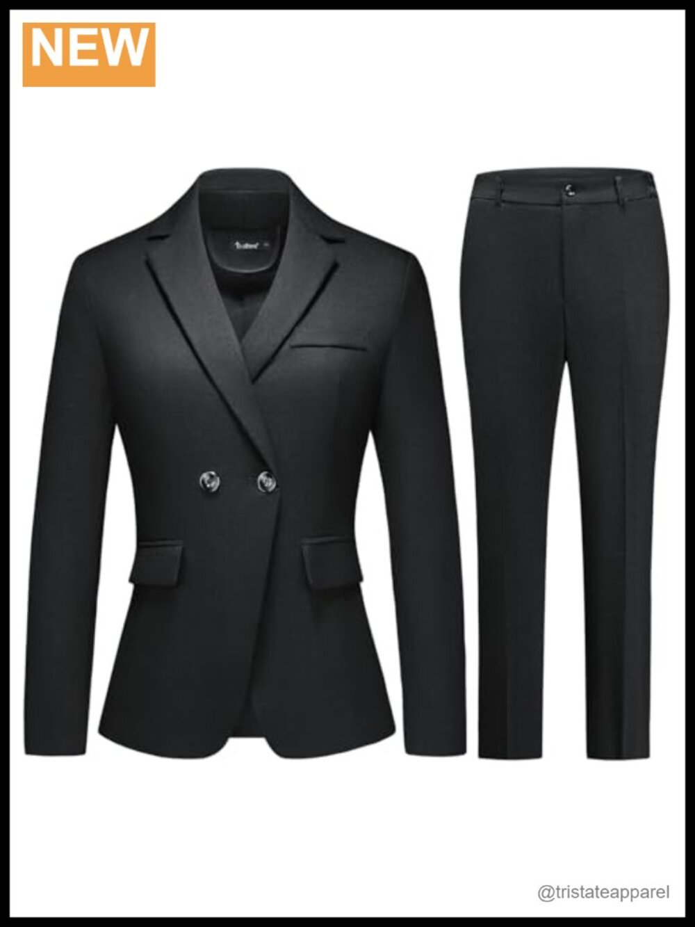 Women's Plaid 2-Piece Blazer & Pants Suit Set Slim Fit Double Breasted